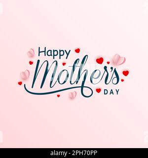 Joyeux jour de la fête des mères avec des lettres de fond avec des formes de coeur Illustration de Vecteur