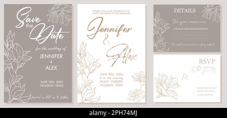 Mariage élégant Enregistrer la date vecteur d'invitation. Illustration de Vecteur