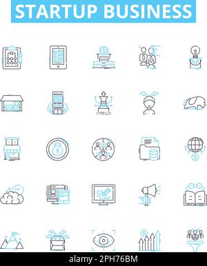 Ensemble d'icônes de ligne de vecteur métier de démarrage. Venture, Launch, Incuber, Fund, Innovate, Entrepreneur, investir illustration contour symboles et signes de concept Illustration de Vecteur