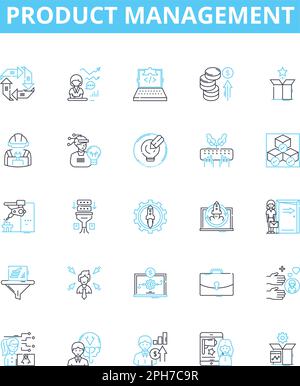 Ensemble d'icônes de ligne vectorielle de gestion de produit. Produit, gestion, planification, développement, optimisation, Concept de présentation de l'illustration de la marque et de la livraison Illustration de Vecteur