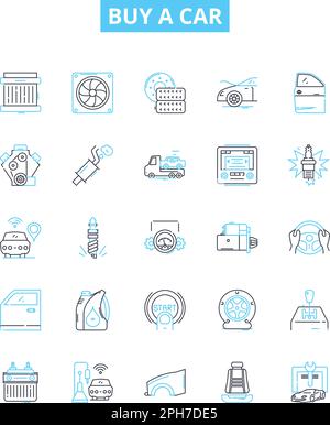 Achetez un jeu d'icônes de ligne de vecteur de voiture. Budget, financement, prêt, crédit, location, L'illustration intérêts, assurance présente des symboles et des signes conceptuels Illustration de Vecteur