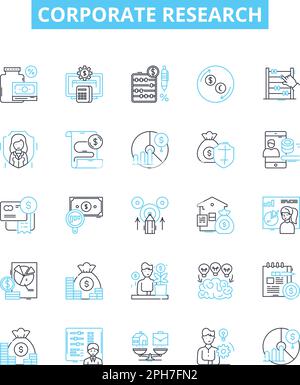 Jeu d'icônes de ligne vectorielle de recherche d'entreprise. Entreprise, recherche, analyse, affaires, marché, stratégie, illustration des données, grandes lignes des symboles de concept et Illustration de Vecteur