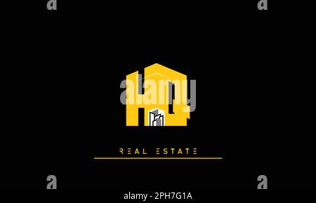 Lettres immobilières initiales logo Monogram HQ , QH Illustration de Vecteur