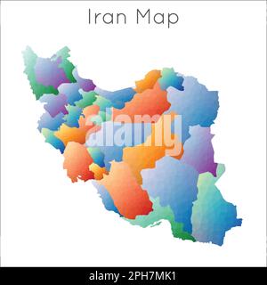 Carte poly basse de l'Iran. Iran géométrique polygonal, carte de style mosaïque. Illustration de Vecteur