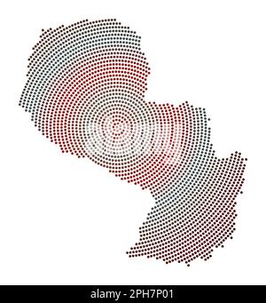 Carte en pointillés du Paraguay. Forme de style numérique du Paraguay. Icône Tech du pays avec des points dégradés. Illustration vectorielle étonnante. Illustration de Vecteur