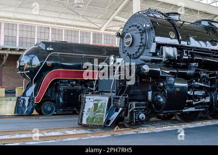 Virginia Roanoke Museum of Transportation, collection d'expositions d'histoire, locomotives trains de locomotives moteurs, Banque D'Images