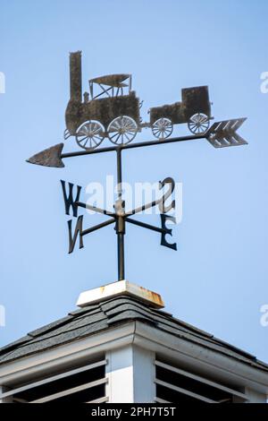 Pocono Mountains Poconos Pennsylvania,Honesdale,weathervane,météo,météorologie,lieu de naissance,événement significatif,personne célèbre,de chemin de fer américain,visite Banque D'Images
