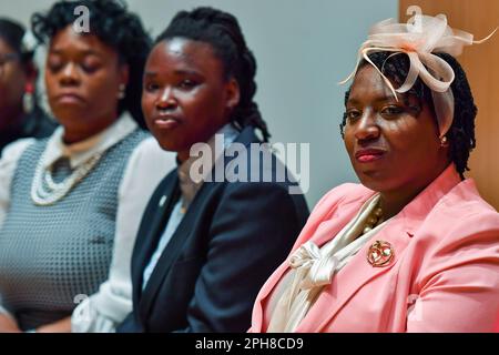 Wilkes barre, États-Unis. 26th mars 2023. La représentante Joanna McClinton, la première femme à prendre la parole dans la maison de Pennsylvanie. La représentante de la Pennsylvanie, Joanna McClinton, première femme à la présidence de la Chambre, prend la parole lors d'une conférence du mois de l'histoire des femmes. (Photo par Aimee Dilger/SOPA Images/Sipa USA) crédit: SIPA USA/Alay Live News Banque D'Images