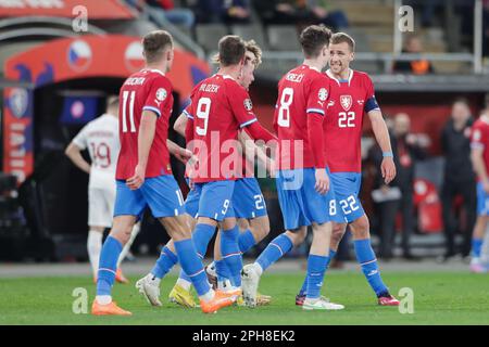 Prague, République tchèque. 24th mars 2023. Les joueurs de la République tchèque vus lors du match de qualification 2024 entre la République tchèque et la Pologne au Fortuna Arena. Note finale; République tchèque 3:1 Pologne. (Photo de Grzegorz Wajda/SOPA Images/Sipa USA) crédit: SIPA USA/Alay Live News Banque D'Images