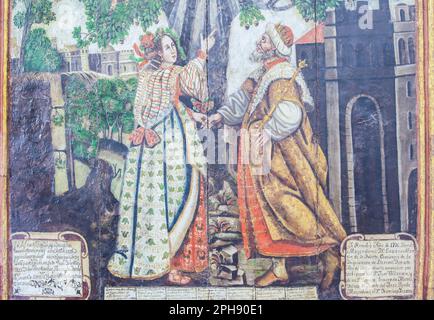 Fuente del Arco - Espagne - 1st novembre 2022 : représentation de la légende du roi Jayon. Notre Dame d'Ara, Fuente del Arco, Badajoz, Espagne Banque D'Images