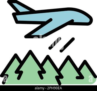 Icône avion pompier. Outline avion pompier vecteur icône pour la conception de Web isolé sur fond blanc couleur plate Illustration de Vecteur