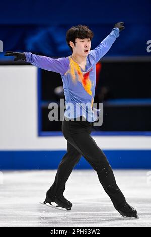 SAITAMA, JAPON - MARS 25: Jin Boyang de Chine participe au patinage gratuit des hommes lors des Championnats du monde de patinage artistique 2023 de l'UIP à Saitama Super Arena on 25 mars 2023 à Saitama, Japon (photo de Pablo Morano/BSR Agency) Banque D'Images
