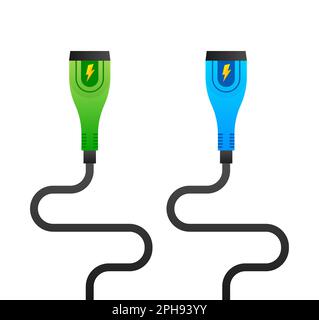 Fiche de charge de voiture électrique. Connecteur du chargeur. Station EV Illustration de Vecteur