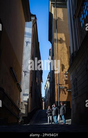 Les ruelles de l'île de Gamla Stan à Stockholm Suisse au printemps. Banque D'Images