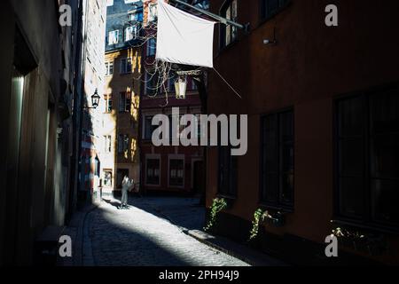 Les ruelles de l'île de Gamla Stan à Stockholm Suisse au printemps. Banque D'Images