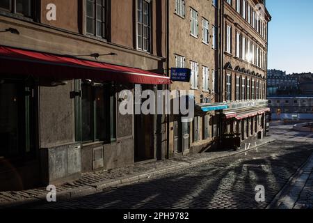 Backstreets de Gamla Stan à Stockholm Suède au printemps. Banque D'Images