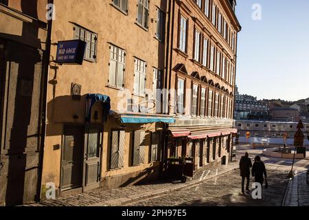 Backstreets de Gamla Stan à Stockholm Suède au printemps. Banque D'Images