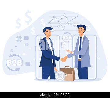 B2B : concept d'entreprise à entreprise. Collaboration professionnelle réussie. illustration moderne à vecteur plat Illustration de Vecteur