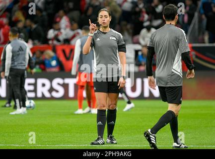 MEWA-Arena Mainz 25,4.2023, football: International friendly Match Allemagne (GER) (blanc) contre PÉROU (PER) (rouge) - arbitre Maria Sole Caputi (ITA) Banque D'Images