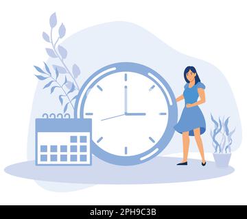 La jeune femme marque la date de sa période dans le calendrier en ligne. Application pour le suivi du cycle menstruel et de l'ovulation, des menstruations retardées, du mode vectoriel plat Illustration de Vecteur