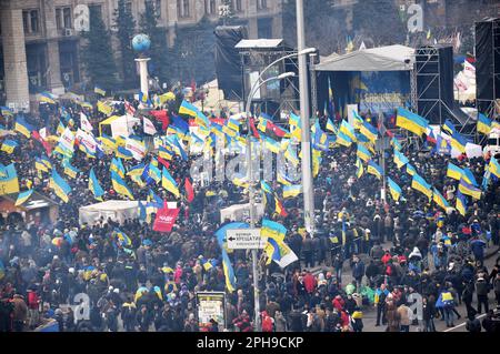 Kiev - Ukraine - 15 décembre 2013. Les événements de la Révolution de la dignité sur l'Euromaidan dans la capitale de l'Ukraine, Kiev, en 2013 Banque D'Images