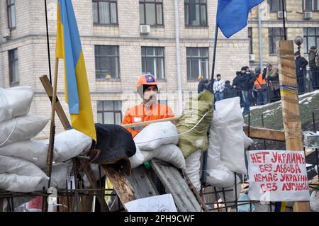 Kiev - Ukraine - 15 décembre 2013. Les événements de la Révolution de la dignité sur l'Euromaidan dans la capitale de l'Ukraine, Kiev, en 2013 Banque D'Images