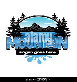 Logo Mountain and Outdoor Adventures isolé sur fond blanc Illustration de Vecteur