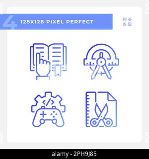 SUJETS LIÉS À STEM pixels Perfect gradient linéaire vecteur icônes ensemble Illustration de Vecteur