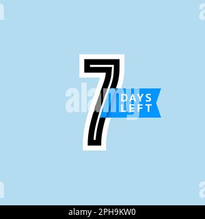 Numéro 7, compte à rebours des jours restants, le compteur de jours le début de l'événement, sept jours Go prix de vente offre Promo minuteur de transaction. Illustration de Vecteur