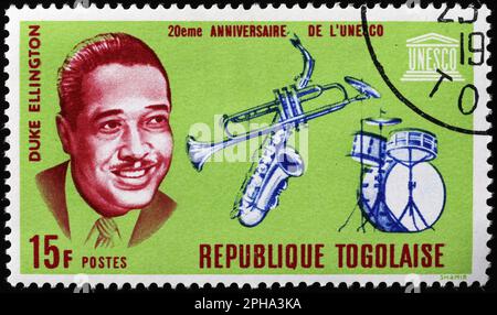 Portrait du duc Ellington sur timbre-poste du Togo Banque D'Images