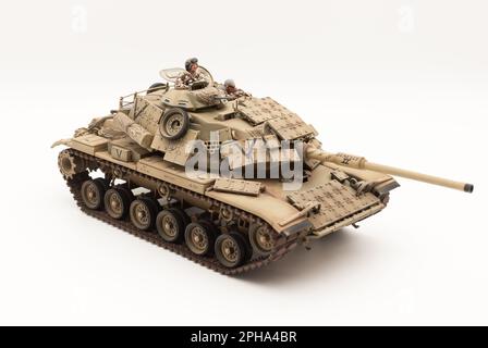 Opération tempête du désert USMC M60A1 char de combat principal Patton avec armure réactive, modèle à échelle Tamiyta 1 35 Banque D'Images