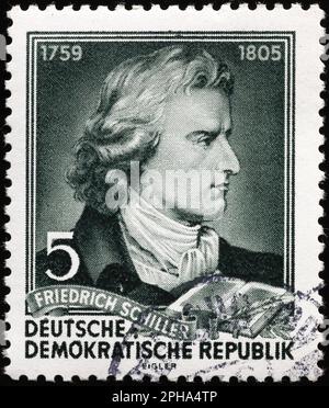 Friedrich Schiller sur l'ancien timbre de DDR Banque D'Images