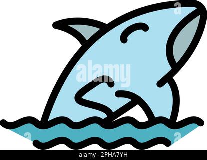 Icône de l'orque aquatique. Outline Water Whale killer vector icône pour la conception de sites Web isolé sur fond blanc couleur plate Illustration de Vecteur