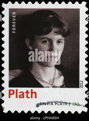 Portrait de Sylvia Plath sur timbre-poste américain Banque D'Images