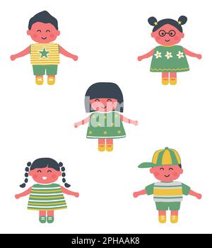 Bébés filles et bébés garçons. Personnages de dessin animé mignons. Définir. Illustration vectorielle Illustration de Vecteur