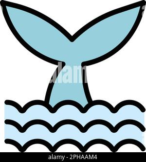 Icône en forme de queue de dauphin. Outline Dolphin queue Vector Icon pour la conception de Web isolé sur fond blanc couleur plate Illustration de Vecteur