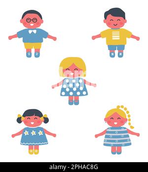 Définir. Bébés filles et bébés garçons. Personnages de dessin animé mignons. Illustration vectorielle Illustration de Vecteur