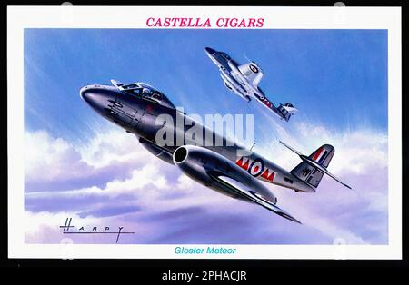 Gloster Meteor Fighter - carte à cigares vintage Banque D'Images