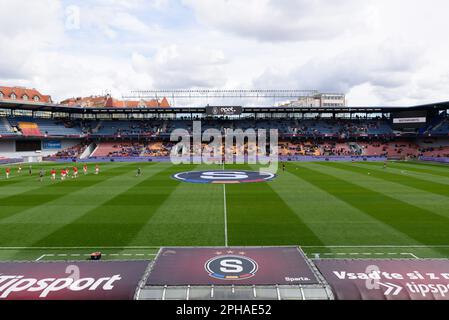 Vue du stand principal à l'opposé du stade Letna avant le match I. liga Zeny entre Sparta Prague et Slavia Prague au stade Letna, République Tchèque. (Sven Beyrich/SPP) crédit: SPP Sport Press photo. /Alamy Live News Banque D'Images