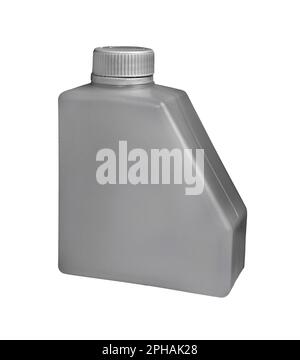 Réservoir de plastique isolé sur fond blanc. Cartouche avec huile pour stockage Banque D'Images