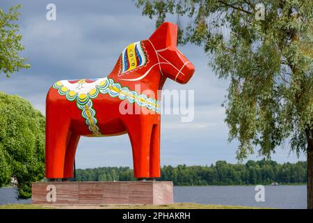 Le plus grand ddalahäst en bois du monde, le cheval dala, Mora, Suède Banque D'Images