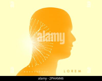 Vue latérale de la face. Silhouette abstraite de la tête humaine avec dégradé de couleur. Design minimaliste pour les présentations professionnelles, les prospectus ou les affiches. 3d vecteur Illustration de Vecteur