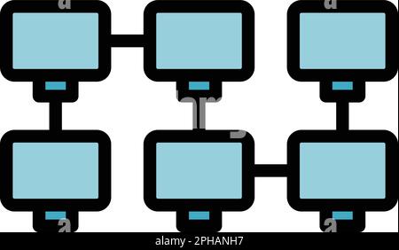 Icône de données de blockchain. Icône vectorielle de vecteur de données blockchain pour la conception Web isolée sur fond blanc plat couleur Illustration de Vecteur
