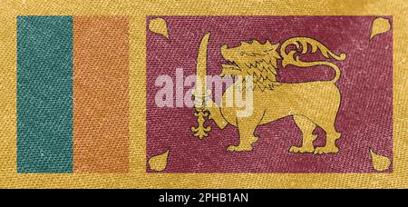 Sri Lanka tissu drapeau coton matériaux larges drapeaux papier peint tissu coloré drapeau Sri Lanka fond Banque D'Images