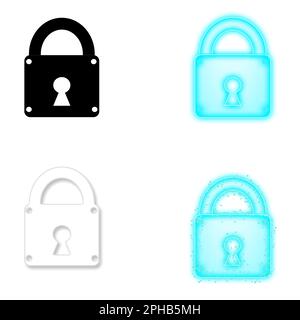 Icône de cadenas. Noir, bleu et blanc. Banque D'Images