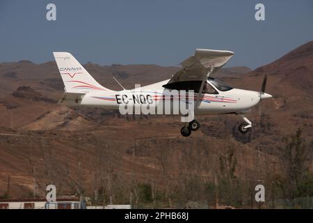 Un Tecnam P2008JC de Canavia débarquant à l'aéroport El Berriel Gran Canaria îles Canaries Banque D'Images