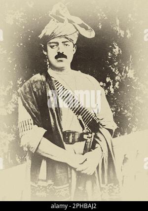 L'image est du roi Amanullah Khan en robe tribale qui a été le roi d'Afghanistan de juin 1926 à janvier 1929 Banque D'Images