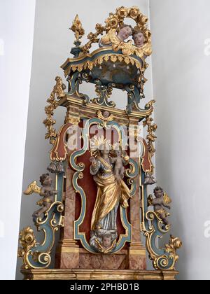 Skulpturengruppe Madonna mit Jesuskind, Dom St. Blasius dans Sankt Blasien, Schwarzwald, Bade-Wurtemberg, Deutschland, Europa. Banque D'Images