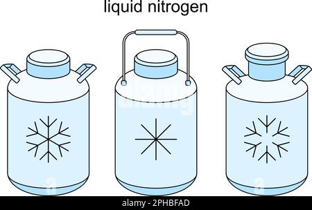 Icône de ligne vectorielle d'un gaz d'azote comprimé liquide avec N2 pour illustration de vecteur de conservation cryogénique Illustration de Vecteur