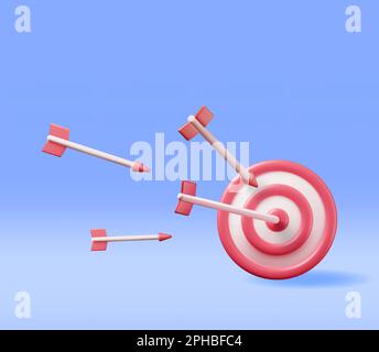 3D cible avec flèche au centre de l'icône Illustration de Vecteur